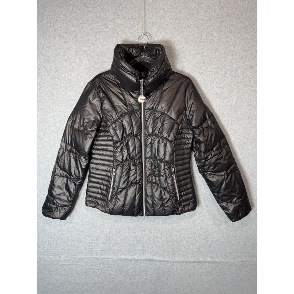 Guess Jacket Womens Medium Down Feather Puffer Quilted Full Zip Winter Coat
